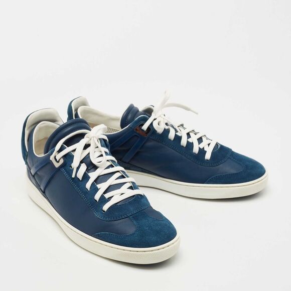 Louis Vuitton Blue Leather and Suede Low Top Sneakers Size 40.5 - Picture 4 of 4